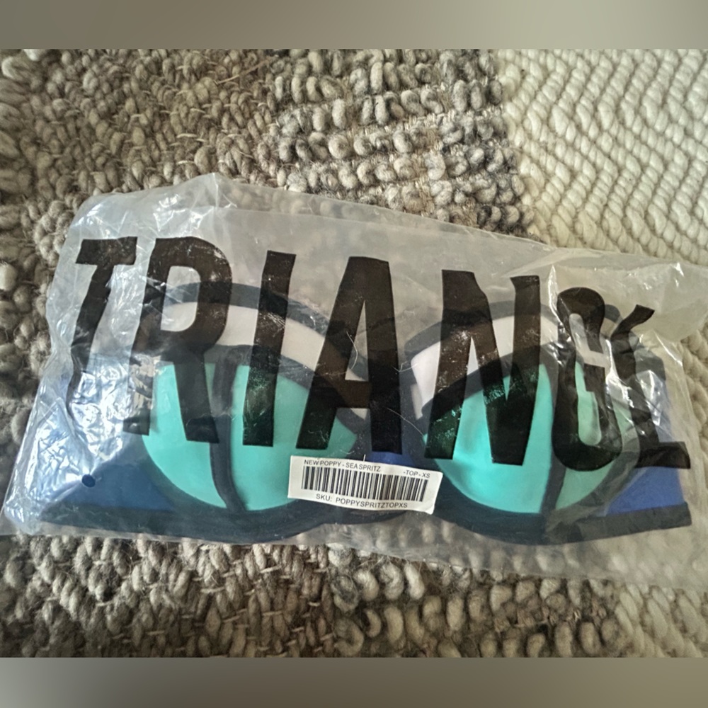 Triangl Teal and Black Bikini Top- NWT
